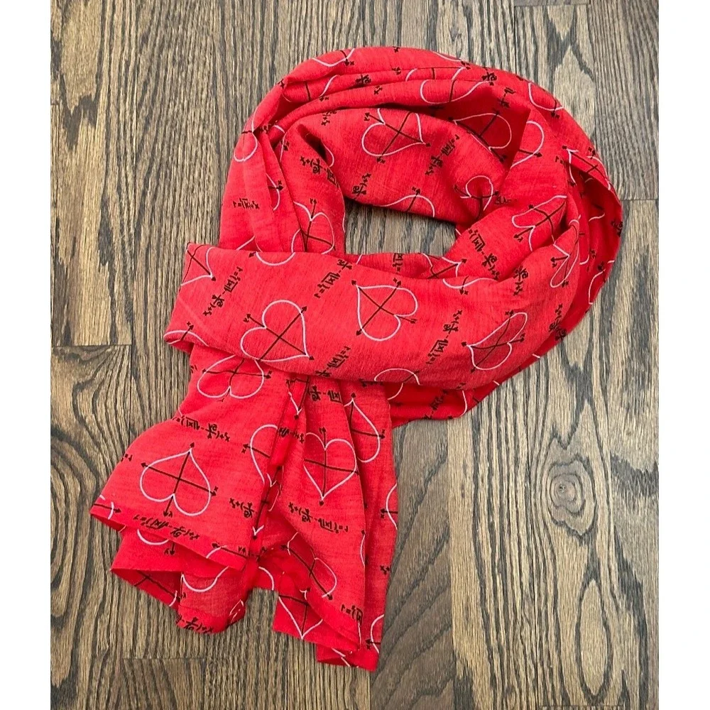 Svaha USA Math Hearts Graphing Equation STEM Scarf Red Cotton Rectangle Scarf